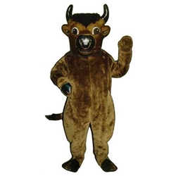 Baby Bull Mascot. This Baby Bull mascot comes complete with head, body, hand mitts and foot covers. This is a sale item. Manufactured from only the finest fabrics. Fully lined and padded where needed to give a sculptured effect. Comfortable to wear and easy to maintain. All mascots are custom made. Due to the fact that all mascots are made to order, all sales are final. Delivery will be 2-4 weeks. Rush ordering is available for an additional fee. Please call us toll free for more information. 1-877-218-1289