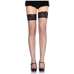 Fence Net Thigh High With Lace Top - Adult