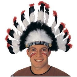 Native American Headdress - Basic Black, Red and White