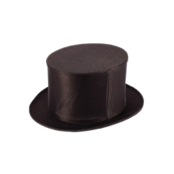 Black Collapsible Pop-Up Folding Top Hat For Tuxedos and Magicians