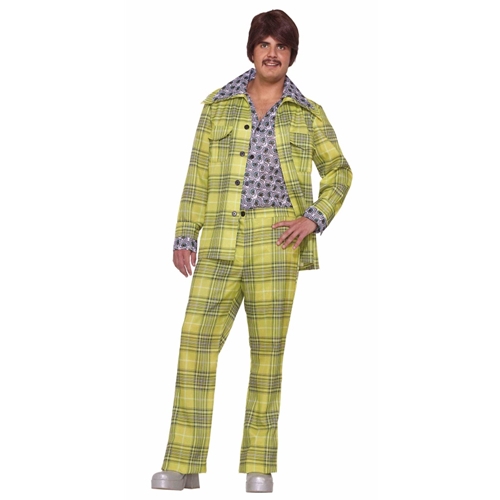 70's Leisure Suit Adult Costume Green Plaid or Orange