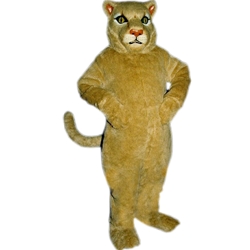 Cougar Mascot. This  Cougar mascot comes complete with head, body, hand mitts and foot covers.. This is a sale item. Manufactured from only the finest fabrics. Fully lined and padded where needed to give a sculptured effect. Comfortable to wear and easy to maintain. All mascots are custom made. Due to the fact that all mascots are made to order, all sales are final. Delivery will be 2-4 weeks. Rush ordering is available for an additional fee. Please call us toll free for more information. 1-877-218-1289
