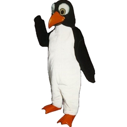 Penny Penguin Mascot. This Penny Penguin mascot comes complete with head, body, hand mitts and foot covers. This is a sale item. Manufactured from only the finest fabrics. Fully lined and padded where needed to give a sculptured effect. Comfortable to wear and easy to maintain. All mascots are custom made. Due to the fact that all mascots are made to order, all sales are final. Delivery will be 4-6 weeks. Rush ordering is available for an additional fee. Please call us toll free for more information. 1-877-218-1289