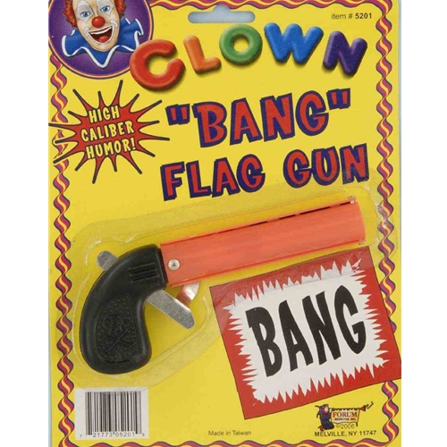 Bang Flag Gun with Orange Barrel Clown Prop