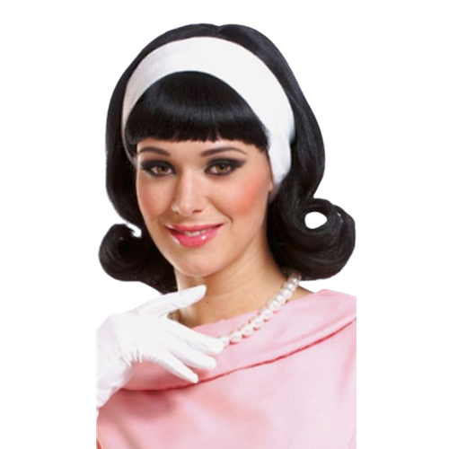 50's Flip Wig with Headband Available in Black, Blonde, or Brown