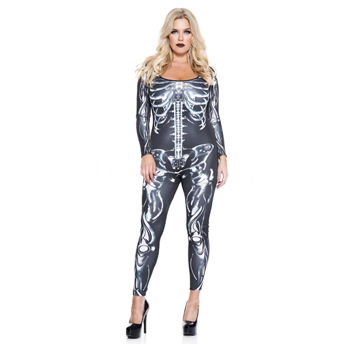 3D Skeleton Body Suit Plus Size Adult Costume