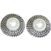 Faux Pearl Earrings with Round Base Costume Jewelry