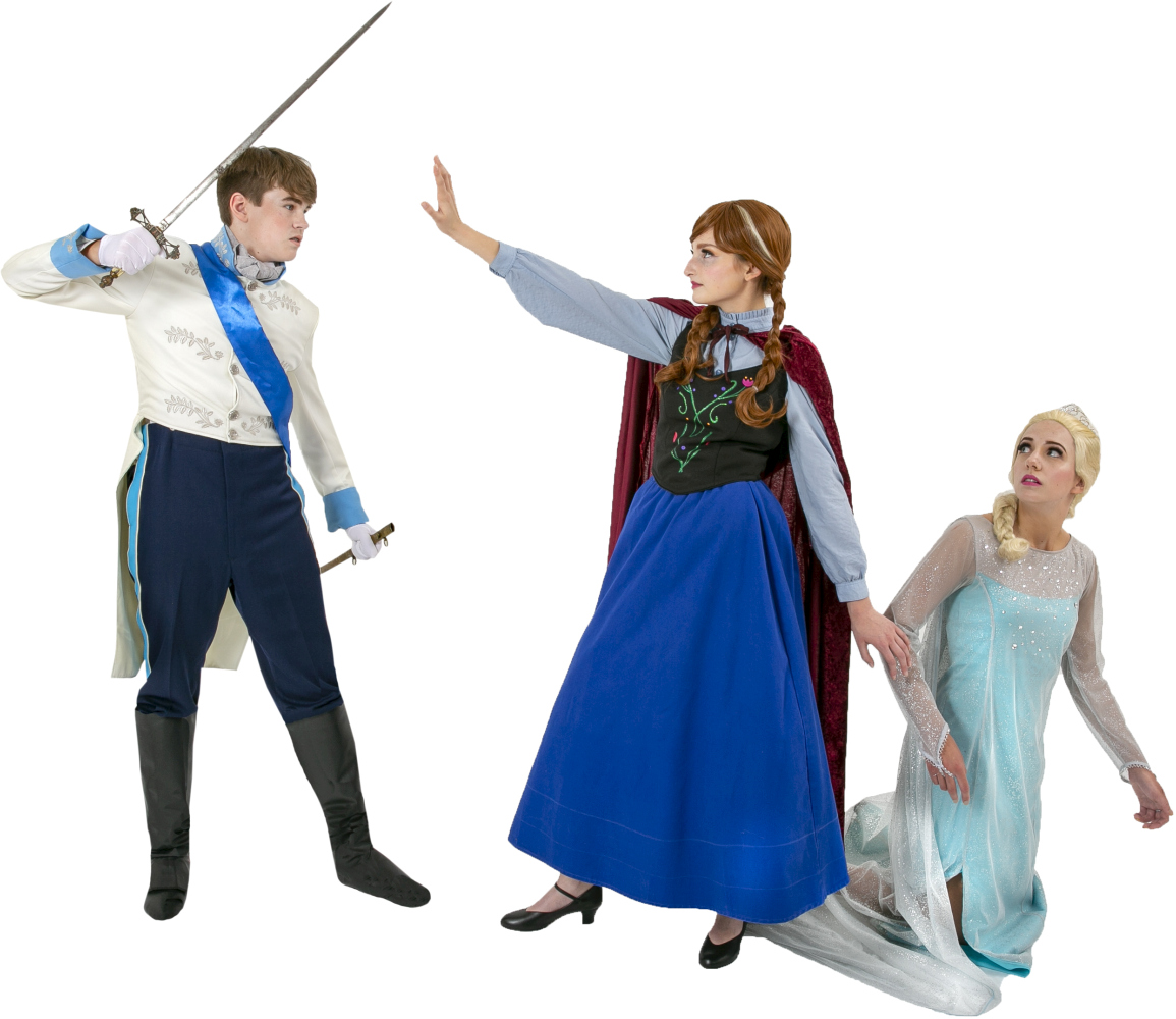 Frozen Prince Hans, Anna in her Travelling Dress, Elsa in her Ice Dress Rental Costumes