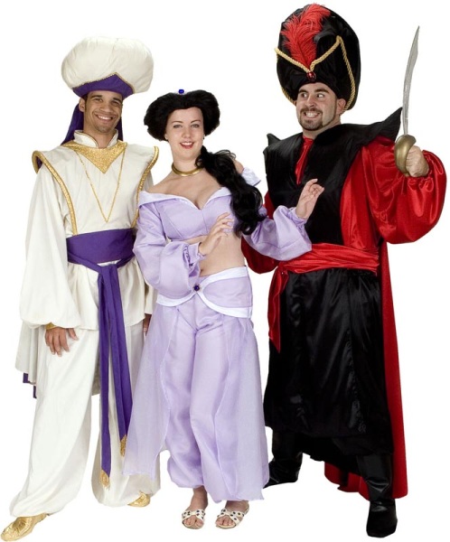 Rental Costumes for Aladdin Jr. - Aladdin dressed as Prince Ali, Jasmine, Jafar