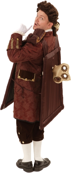 Rental Costumes for Beauty and the Beast - Rental Costumes for <i>Beauty and the Beast</i> - Cogsworth Enchanted as a Clock from the Back the Key Is Detachable and the Elaborate Colonial Wig Is Available for Rental