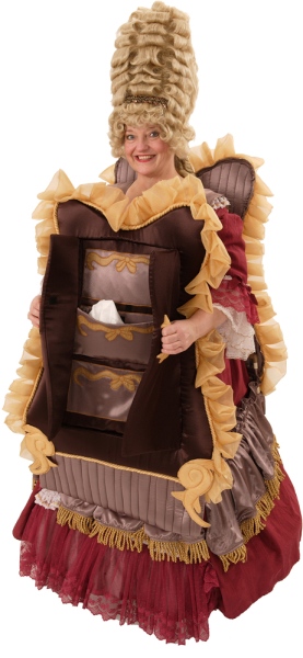 Rental Costumes for Beauty and the Beast - Madame De La Grande Bouche the Wardrobe Opened With Optional Tall Colonial Women's Rental Wig