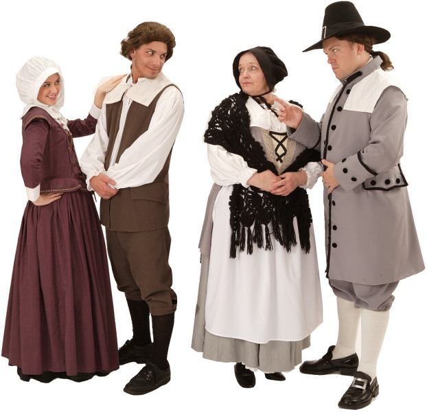 Rental Costumes for The Crucible - Elizabeth Proctor, John Proctor, Mrs. Putnam, and Thomas Putnam