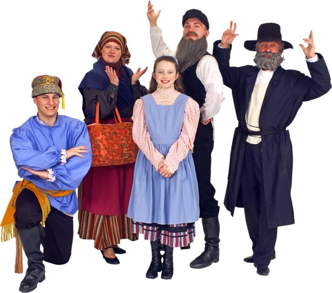 Rental Costumes for Fiddler on the Roof - Russian Villager, Yente the Matchmaker, Tevye's Daughter Tzeitel/Hodel/Chava, The Fiddler, and Tevye 