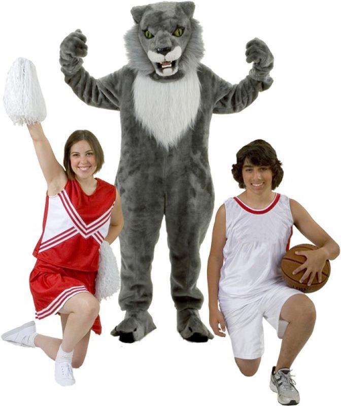 Rental Costumes for High School Musical - East High School Cheerleader, East High School Wildcat Mascot, Troy Bolton in his East High School Basketball uniform 