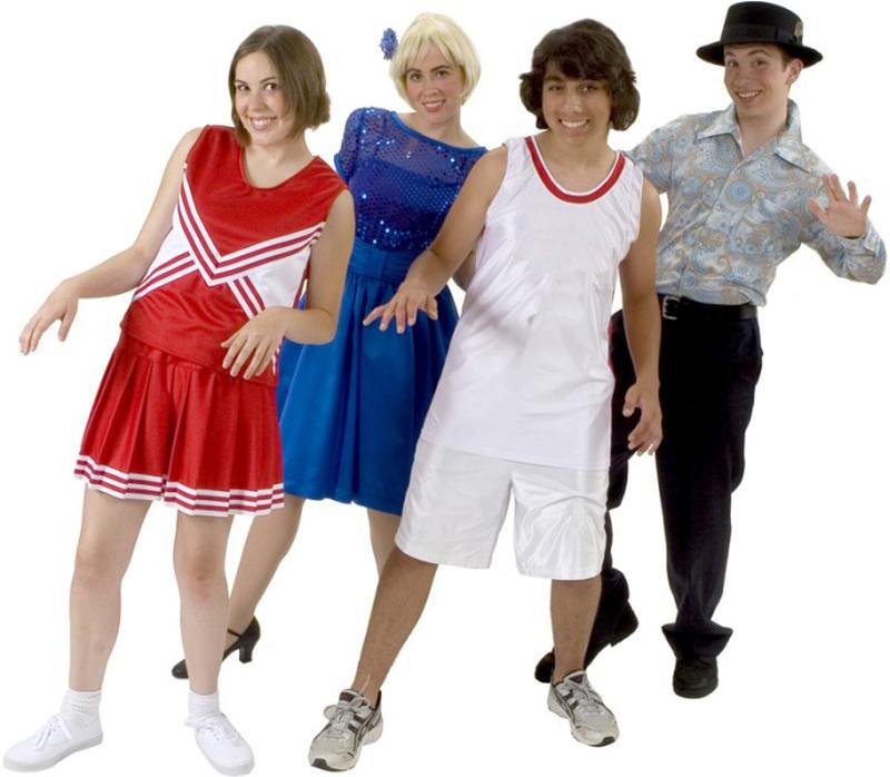 Rental Costumes for High School Musical - East High School Cheerleader, Sharpay Evans, Troy Bolton in his East High School Basketball uniform, Ryan Evans 
