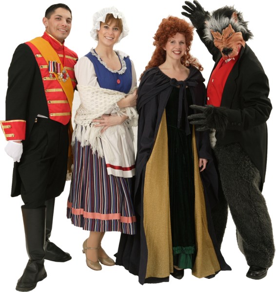 Rental Costumes for Into the Woods - Cinderella's Prince, Baker's Wife, Witch, Wolf