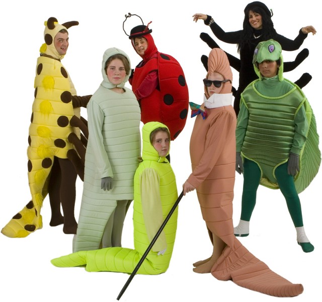 Rental Costumes for James and the Giant Peach - Mr. Centipede, Silkworm, Glowworm, Mrs. Ladybug, Earthworm, Miss Spider, Mr. Grasshopper