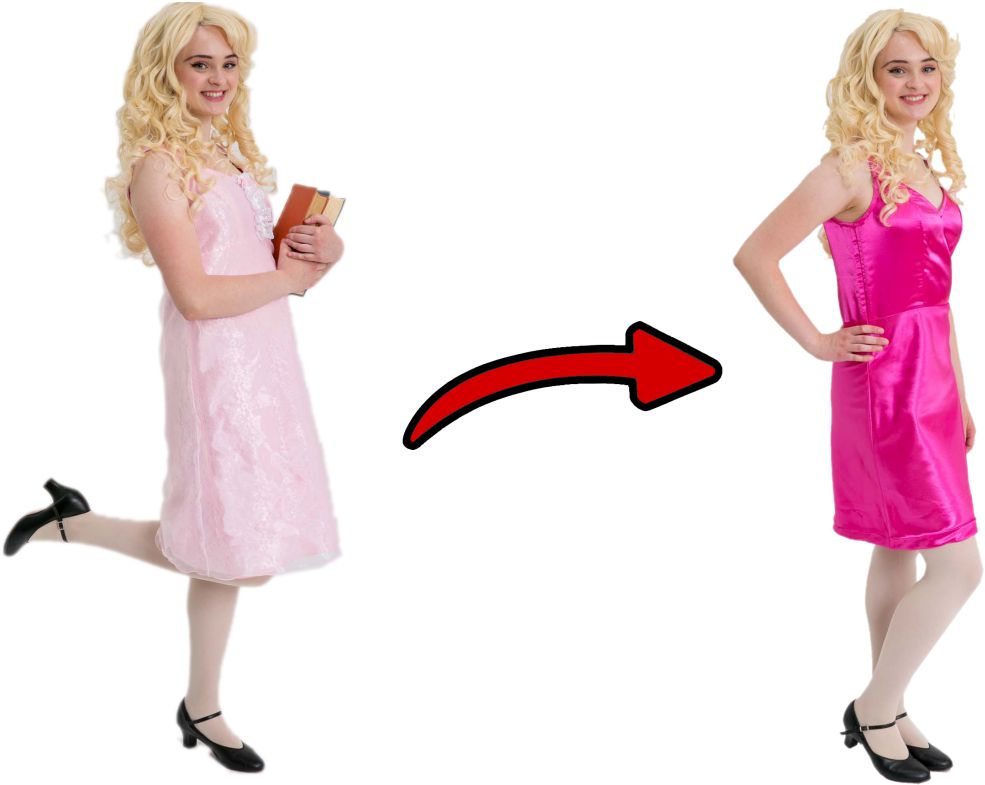 Legally Blonde Elle Woods Breakaway Dress (Light Pink Over Dress, Bright Pink Under Dress)