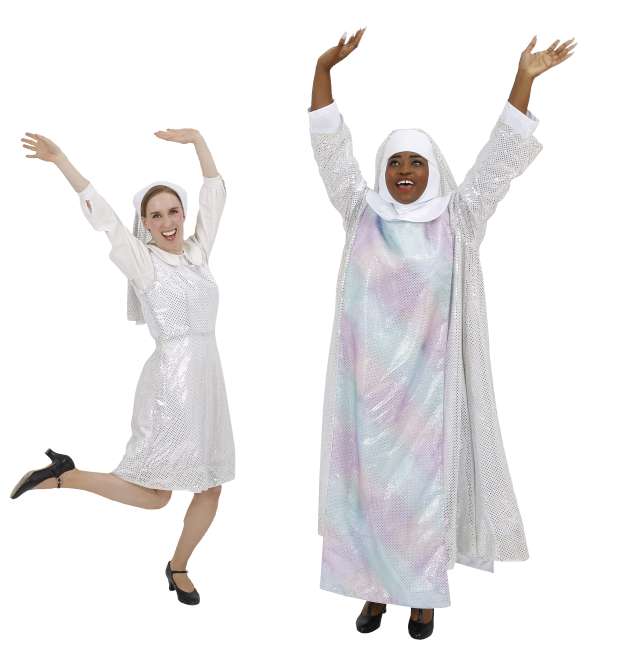 Rental Costumes for Sister Act White and Silver Habits Deloris and Mary Roberts