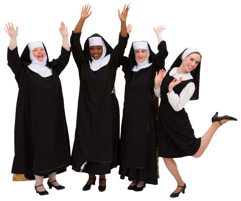 Rental Costumes for Sister Act Traditional Habits Deloris, Mary Roberts, Mary Lazurus, and Mary Patrick