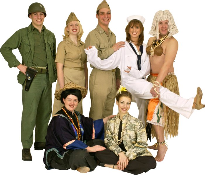 Rental Costumes for South Pacific - Enlisted American Navy Soldiers, American Navy Nurse, Nellie Forbush, Billy Luther, Bloody Mary, Liat