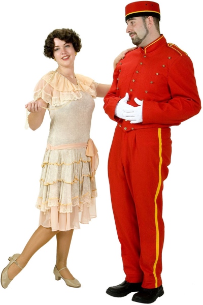 Rental Costumes for The Boy Friend - Polly Browne and Tony Brockhurst dressed in his delivery boy uniform