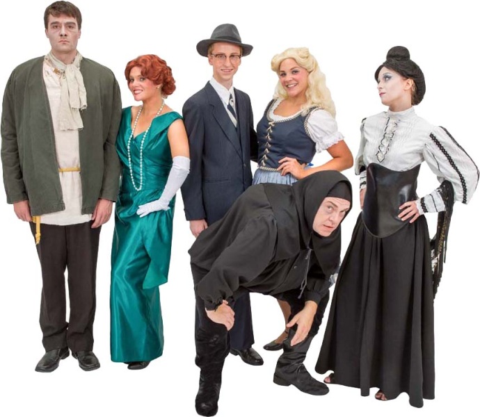Rental Costume for Young Frankenstein – The Monster, Elizabeth Benning, Dr. Frederick Frankenstein, Inga, Frau Blücher
