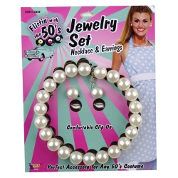 50's Pearl Necklace & Earring Set