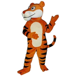 Friendly Tiger Mascot. This Friendly Tiger mascot comes complete with head, body, hand mitts and foot covers. This is a sale item. Manufactured from only the finest fabrics. Fully lined and padded where needed to give a sculptured effect. Comfortable to wear and easy to maintain. All mascots are custom made. Due to the fact that all mascots are made to order, all sales are final. Delivery will be 2-4 weeks. Rush ordering is available for an additional fee. Please call us toll free for more information. 1-877-218-1289
