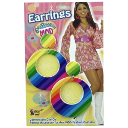 Clip on Mod Earrings Rainbow