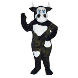 Moo Cow Mascot. This Moo Cow mascot comes complete with head, body, hand mitts and foot covers. This is a sale item. Manufactured from only the finest fabrics. Fully lined and padded where needed to give a sculptured effect. Comfortable to wear and easy to maintain. All mascots are custom made. Due to the fact that all mascots are made to order, all sales are final. Delivery will be 2-4 weeks. Rush ordering is available for an additional fee. Please call us toll free for more information. 1-877-218-1289