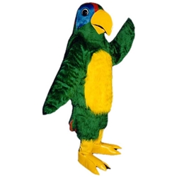 Polly Parrot Mascot. This Polly Parrot mascot comes complete with head, body, hand mitts and foot covers. This is a sale item. Manufactured from only the finest fabrics. Fully lined and padded where needed to give a sculptured effect. Comfortable to wear and easy to maintain. All mascots are custom made. Due to the fact that all mascots are made to order, all sales are final. Delivery will be 2-4 weeks. Rush ordering is available for an additional fee. Please call us toll free for more information. 1-877-218-1289