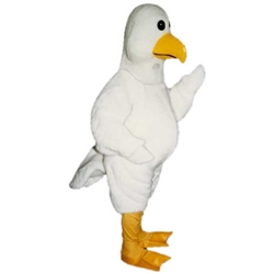 Sammy Seagull Mascot. This Sammy Seagull mascot comes complete with head, body, hand mitts and foot covers. This is a sale item. Manufactured from only the finest fabrics. Fully lined and padded where needed to give a sculptured effect. Comfortable to wear and easy to maintain. All mascots are custom made. Due to the fact that all mascots are made to order, all sales are final. Delivery will be 2-4 weeks. Rush ordering is available for an additional fee. Please call us toll free for more information. 1-877-218-1289