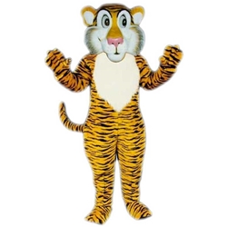 Shy Tiger Mascot. This Shy Tiger mascot comes complete with head, body, hand mitts and foot covers. This is a sale item. Manufactured from only the finest fabrics. Fully lined and padded where needed to give a sculptured effect. Comfortable to wear and easy to maintain. All mascots are custom made. Due to the fact that all mascots are made to order, all sales are final. Delivery will be 2-4 weeks. Rush ordering is available for an additional fee. Please call us toll free for more information. 1-877-218-1289