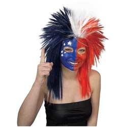 Sports Fanatic Wig - Red/White and Blue