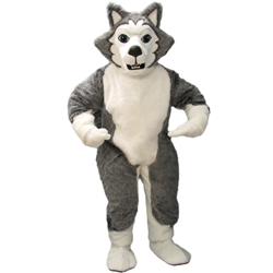Wolf Dog Mascot. This Wolf dog mascot comes complete with head, body, hand mitts and foot covers. This is a sale item. Manufactured from only the finest fabrics. Fully lined and padded where needed to give a sculptured effect. Comfortable to wear and easy to maintain. All mascots are custom made. Due to the fact that all mascots are made to order, all sales are final. Delivery will be 2-4 weeks. Rush ordering is available for an additional fee. Please call us toll free for more information. 1-877-218-1289