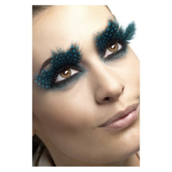 Spotted Black & Aqua Blue Feather Eyelashes