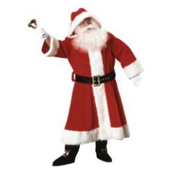 Plush Old Time Santa Suit With Hood