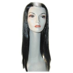 Deluxe Vampira Wig Black With White Stripe