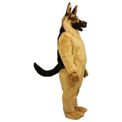 German Shepard Dog Mascot. This German Shepard Dog mascot comes complete with head, body, hand mitts and foot covers. This is a sale item. Manufactured from only the finest fabrics. Fully lined and padded where needed to give a sculptured effect. Comfortable to wear and easy to maintain.  All mascots are custom made. Due to the fact that all mascots are made to order, all sales are final. Delivery will be 2-4 weeks.  Rush ordering is available for an additional fee. Please call us toll free for more information. 1-877-218-1289