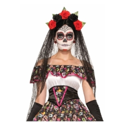 Day of the Dead Black Veil Headband