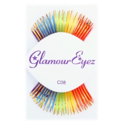 Rainbow Eyelashes with Gold Tinsel