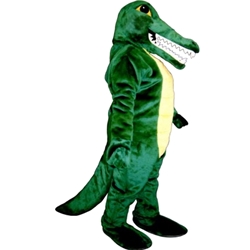 Alligator Sam Mascot. This Alligator Sam mascot comes complete with head, body, hand mitts and foot covers. This is a sale item. Manufactured from only the finest fabrics. Fully lined and padded where needed to give a sculptured effect. Comfortable to wear and easy to maintain. All mascots are custom made. Due to the fact that all mascots are made to order, all sales are final. Delivery will be 2-4 weeks. Rush ordering is available for an additional fee. Please call us toll free for more information. 1-877-218-1289