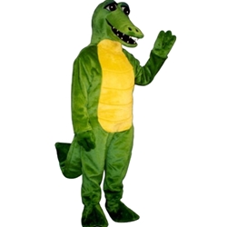 Friendly Alligator Mascot. This Friendly Alligator mascot comes complete with head, body, hand mitts and foot covers. This is a sale item. Manufactured from only the finest fabrics. Fully lined and padded where needed to give a sculptured effect. Comfortable to wear and easy to maintain. All mascots are custom made. Due to the fact that all mascots are made to order, all sales are final. Delivery will be 2-4 weeks. Rush ordering is available for an additional fee. Please call us toll free for more information. 1-877-218-1289