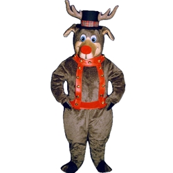 Roscoe Reindeer  Mascot. This  Roscoe Reindeer mascot comes complete with head, body, hand mitts and foot covers.. This is a sale item. Manufactured from only the finest fabrics. Fully lined and padded where needed to give a sculptured effect. Comfortable to wear and easy to maintain. All mascots are custom made. Due to the fact that all mascots are made to order, all sales are final. Delivery will be 2-4 weeks. Rush ordering is available for an additional fee. Please call us toll free for more information. 1-877-218-1289