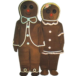 Gingerbread Boy or Girl Mascot. This  Gingerbread Boy or Girl mascot comes complete with head, body, hand mitts and foot covers.. This is a sale item. Manufactured from only the finest fabrics. Fully lined and padded where needed to give a sculptured effect. Comfortable to wear and easy to maintain. All mascots are custom made. Due to the fact that all mascots are made to order, all sales are final. Delivery will be 2-4 weeks. Rush ordering is available for an additional fee. Please call us toll free for more information. 1-877-218-1289