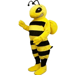 Cartoon Bee Mascot. This  Cartoon Bee mascot comes complete with head, body, hand mitts and foot covers.. This is a sale item. Manufactured from only the finest fabrics. Fully lined and padded where needed to give a sculptured effect. Comfortable to wear and easy to maintain. All mascots are custom made. Due to the fact that all mascots are made to order, all sales are final. Delivery will be 2-4 weeks. Rush ordering is available for an additional fee. Please call us toll free for more information. 1-877-218-1289