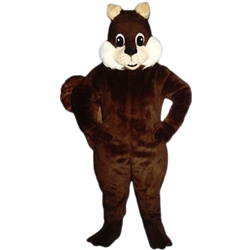 Squirrel Mascot. This Squirrel mascot comes complete with head, body, hand mitts, foot covers, hat, shirt  and shoes.  This is a sale item. Manufactured from only the finest fabrics. Fully lined and padded where needed to give a sculptured effect. Comfortable to wear and easy to maintain. All mascots are custom made. Due to the fact that all mascots are made to order, all sales are final. Delivery will be 2-4 weeks. Rush ordering is available for an additional fee. Please call us toll free for more information. 1-877-218-1289