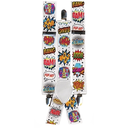 Pop Art Suspenders with Comic Book Print