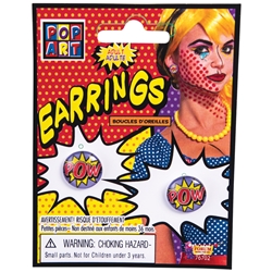 Pop Art Earrings with Comic Book Print